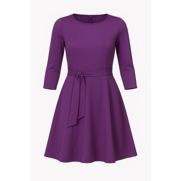 FENTAR Purple Fit & Flare Tie Waist Dress XL • 3/4 Sleeve • Party/Cocktail • NWT - Picture 1 of 10